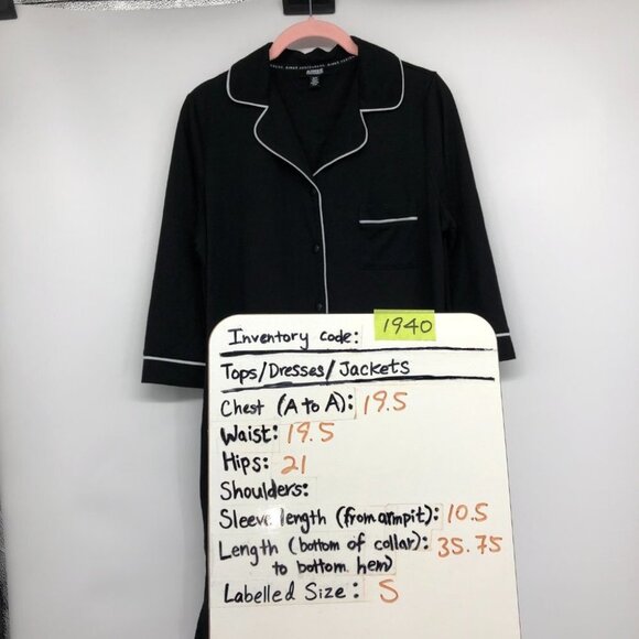 Aimee Kestenberg Black & White Letter Contrast Button Down Nightgown size S - Picture 16 of 16